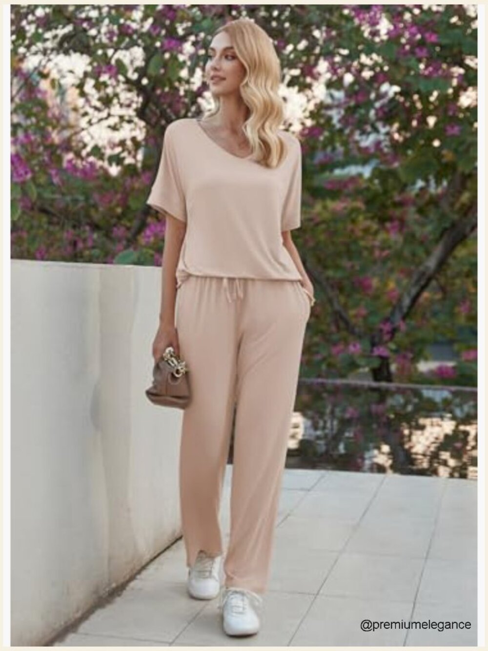 2 Piece Pajama Set Short Sleeve Top & Long Pants Lounge Set S-XXL - Picture 3 of 7